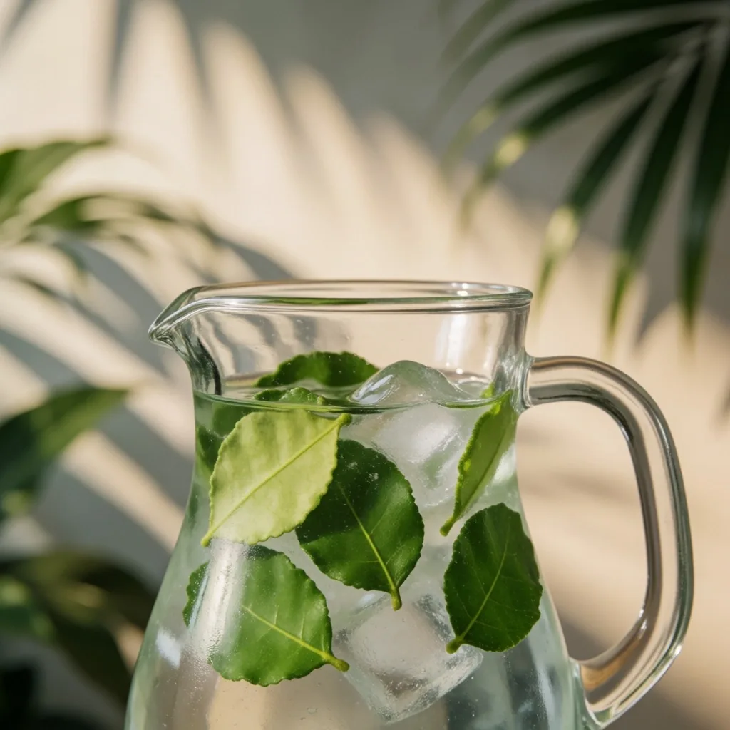 Glass of water with mint and lime