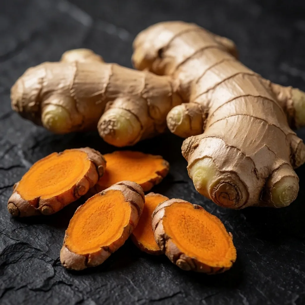 Turmeric and ginger roots