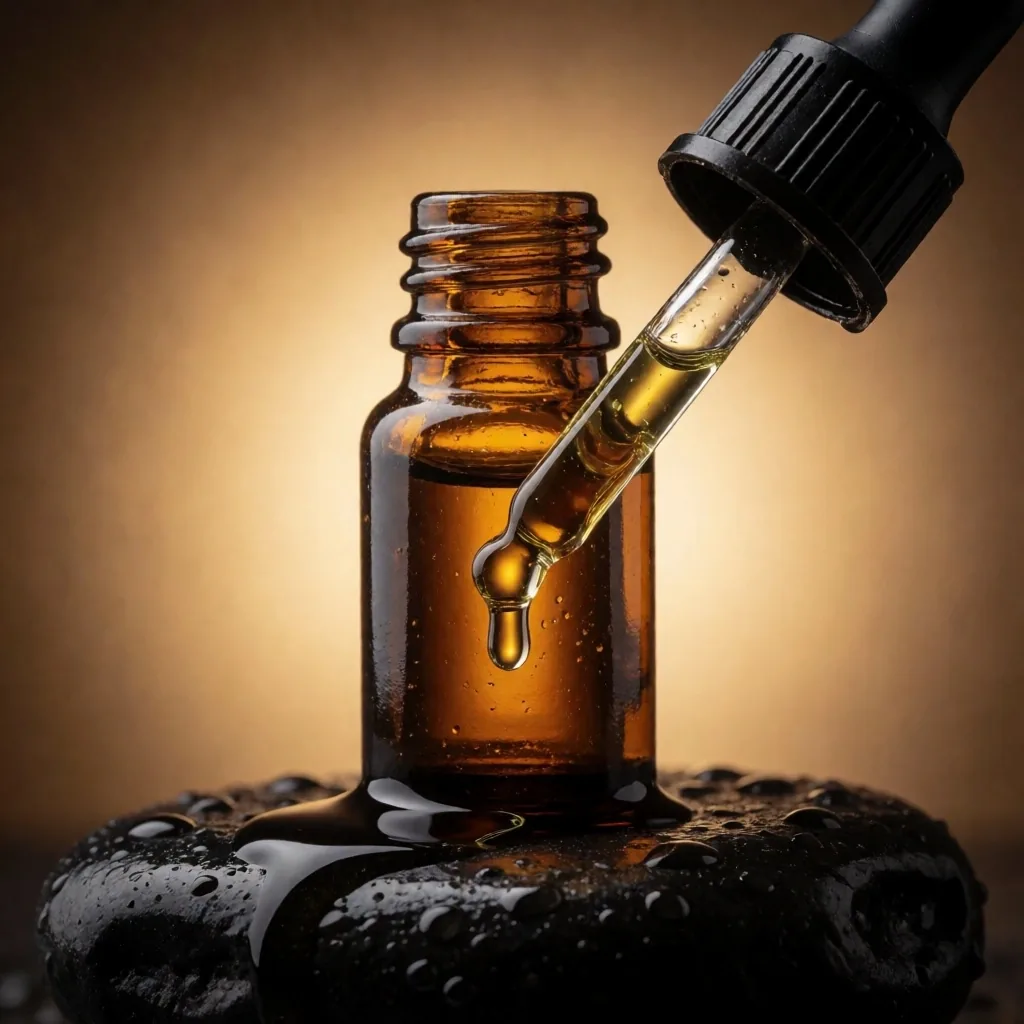 Herbal tincture dropper with golden extract