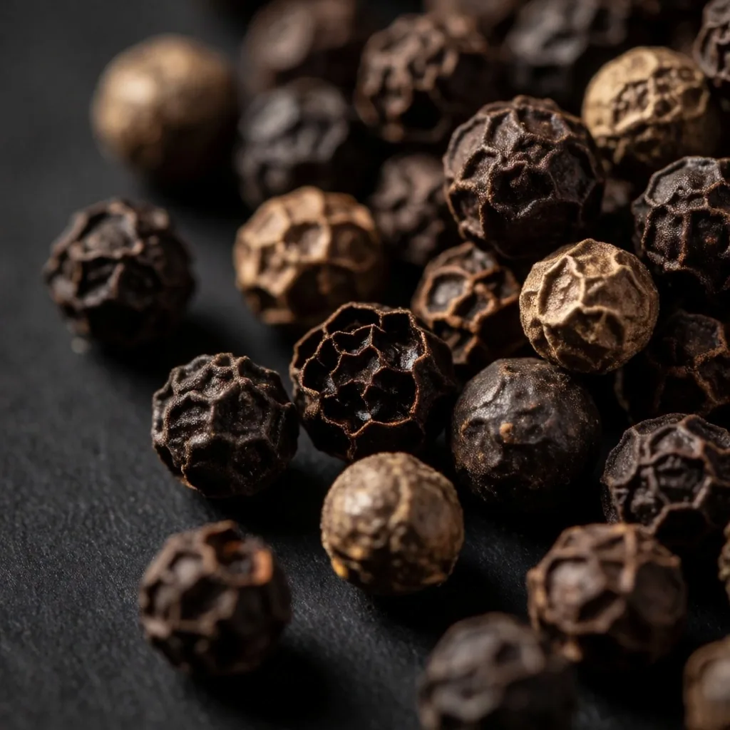 Black peppercorn macro study